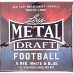 2022 Leaf Metal Draft Football 10 Red, White, and Blue Box Case