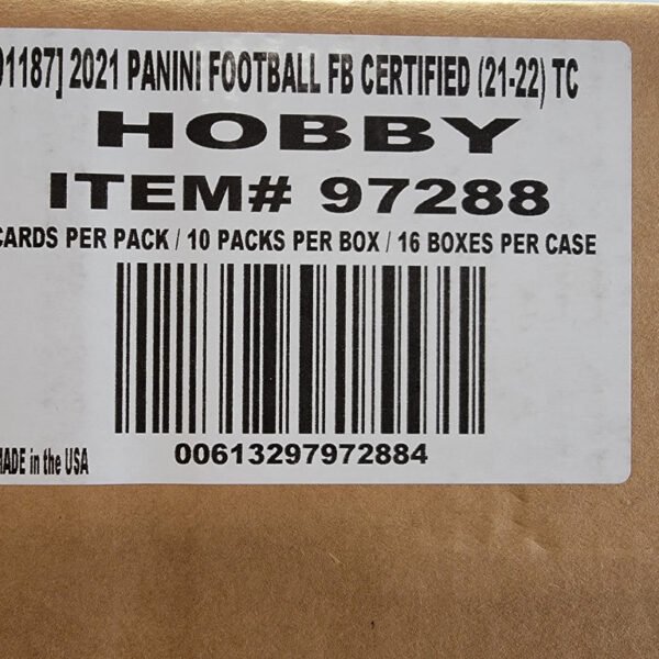 2021 Panini Certified Football Hobby 16 Box Case